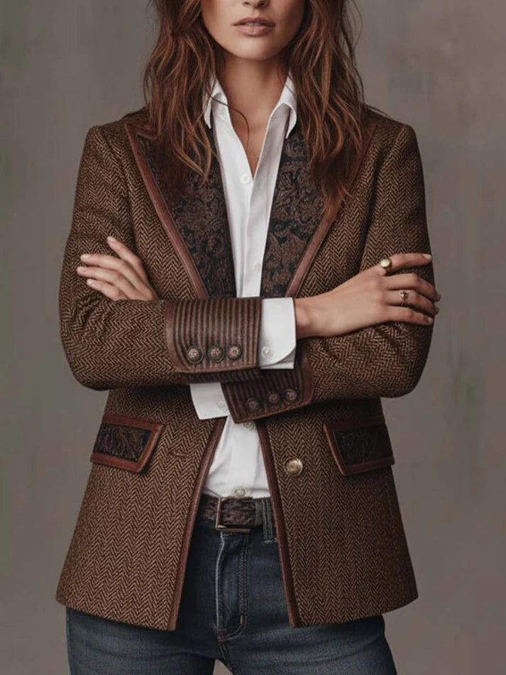 Consuelo | Blazer con Inserti a Spina di Pesce