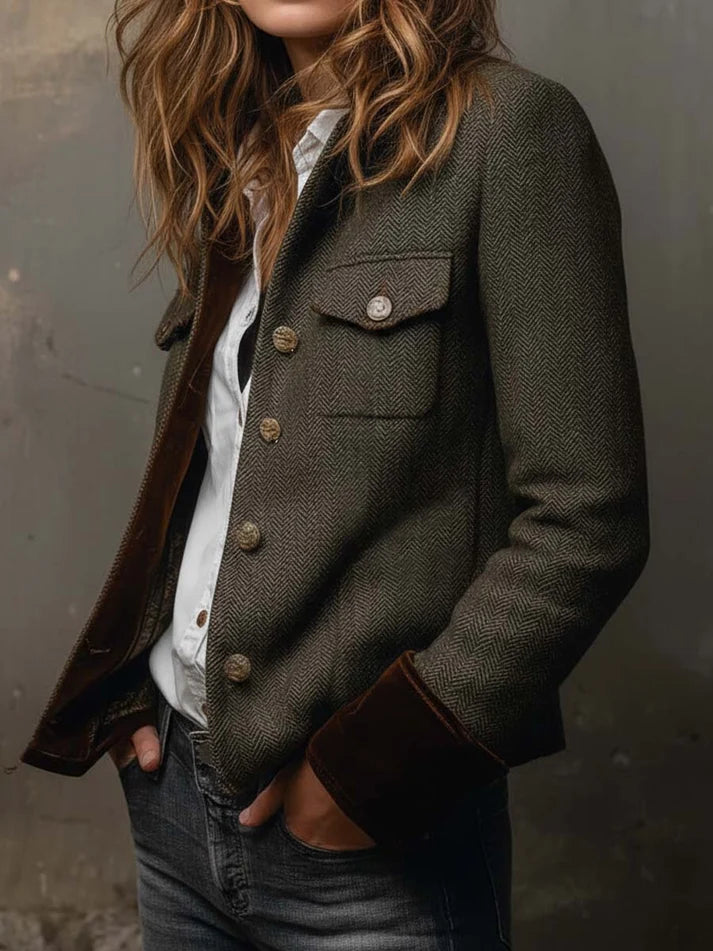 Dolores | Blazer in Twill con Profili a Contrasto
