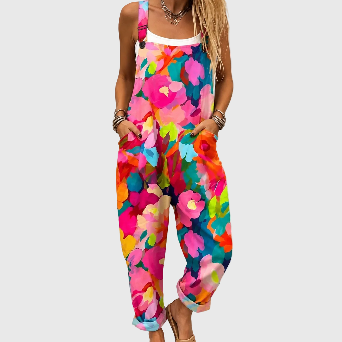 Salopette Begoña con fiori multicolori