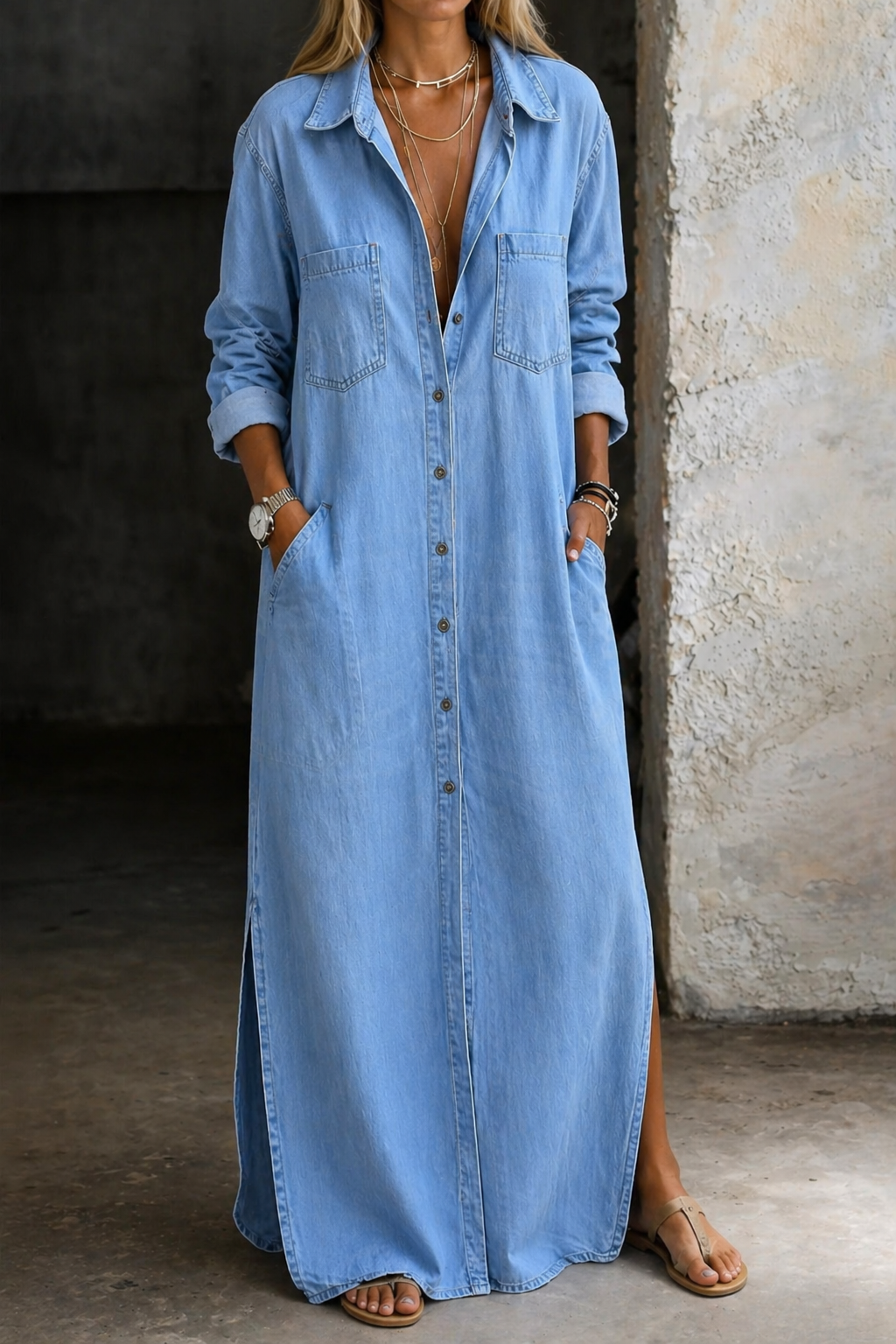 Adriana | denim con bottoni senza tempo