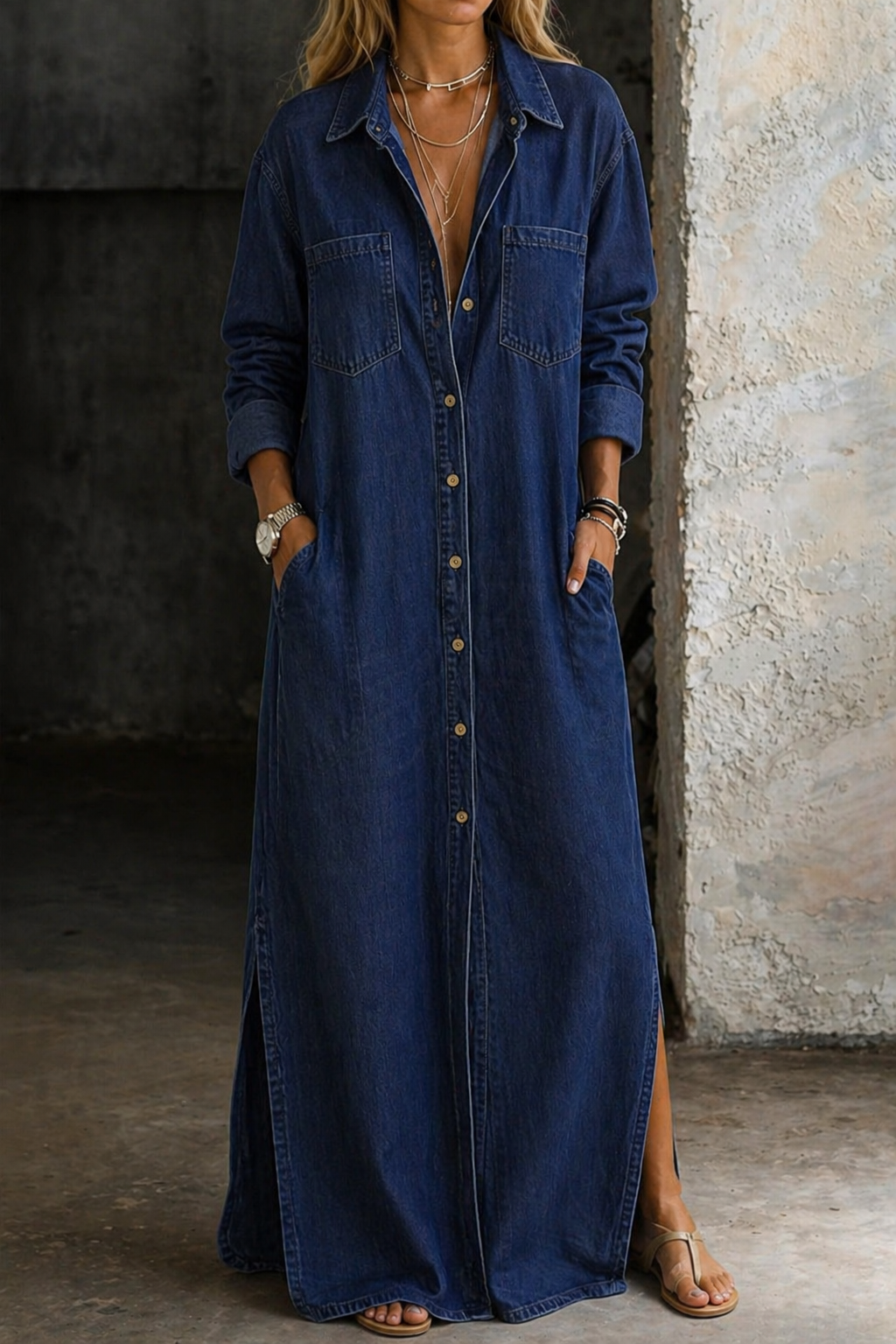 Adriana | denim con bottoni senza tempo