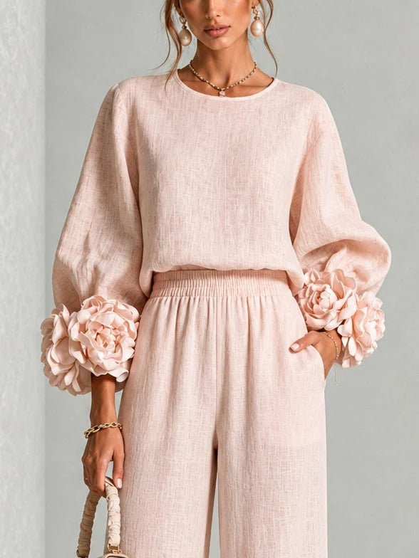 ROSALIE | Completo a due pezzi con polsini floreali