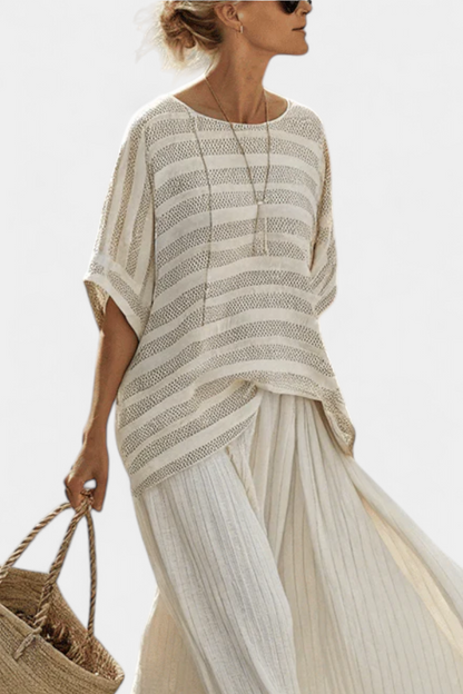 Westlyn | Comodo top in bambù a righe e pantaloni in lino fluidi