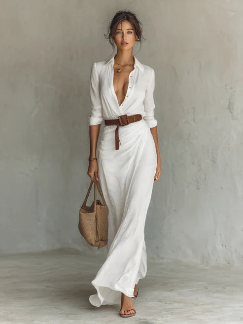 Costanza | Abito Maxi con Collo Revers