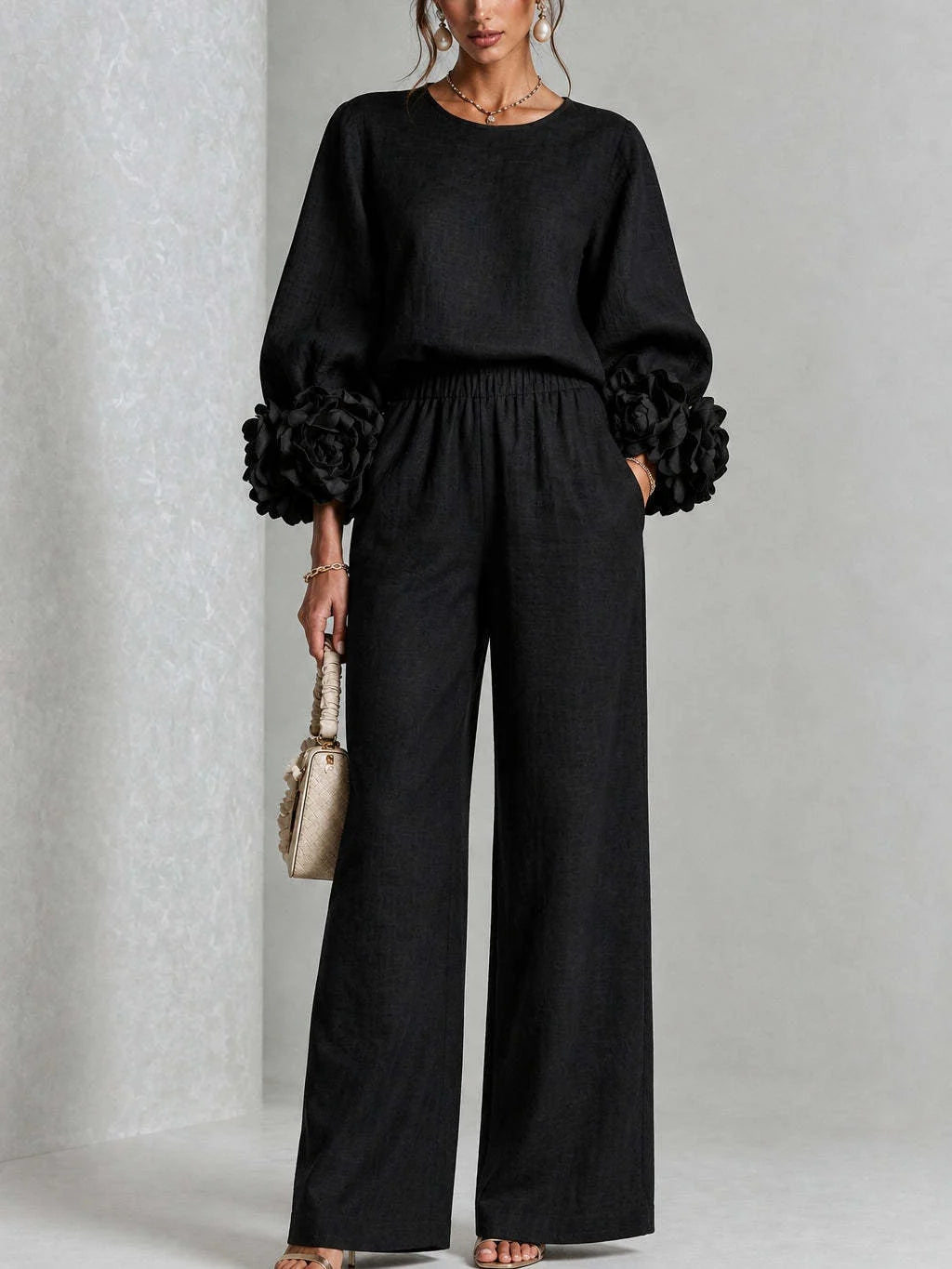ROSALIE | Completo a due pezzi con polsini floreali