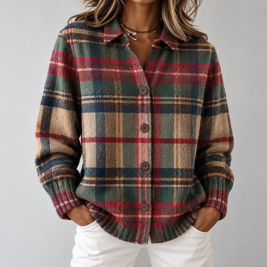 Gloria | Cardigan a quadri multicolore con bottoni