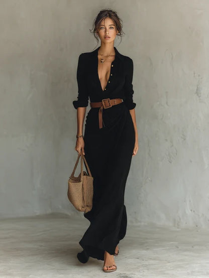 Costanza | Abito Maxi con Collo Revers