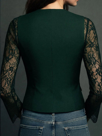 Noémie | Top blazer nero con maniche semitrasparenti