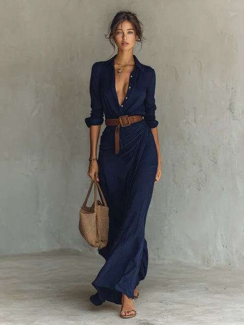 Costanza | Abito Maxi con Collo Revers