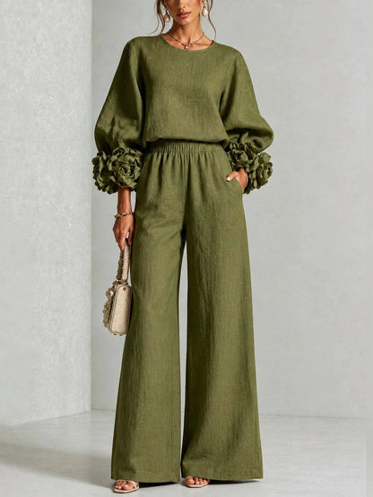 ROSALIE | Completo a due pezzi con polsini floreali