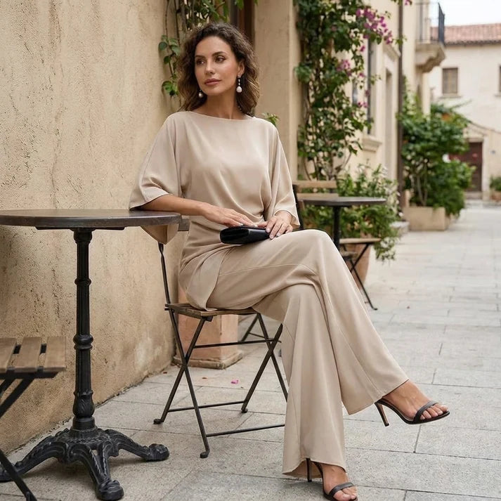 Gabriella | Completo con Blusa Drappeggiata e Pantalone Ampio
