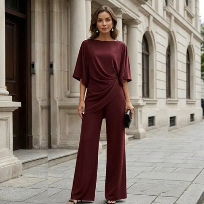 Gabriella | Completo con Blusa Drappeggiata e Pantalone Ampio