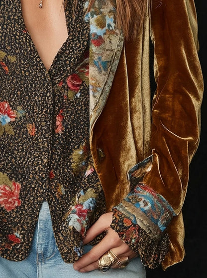 Marcela | Blazer de Patchwork con Estampado Floral Vintage