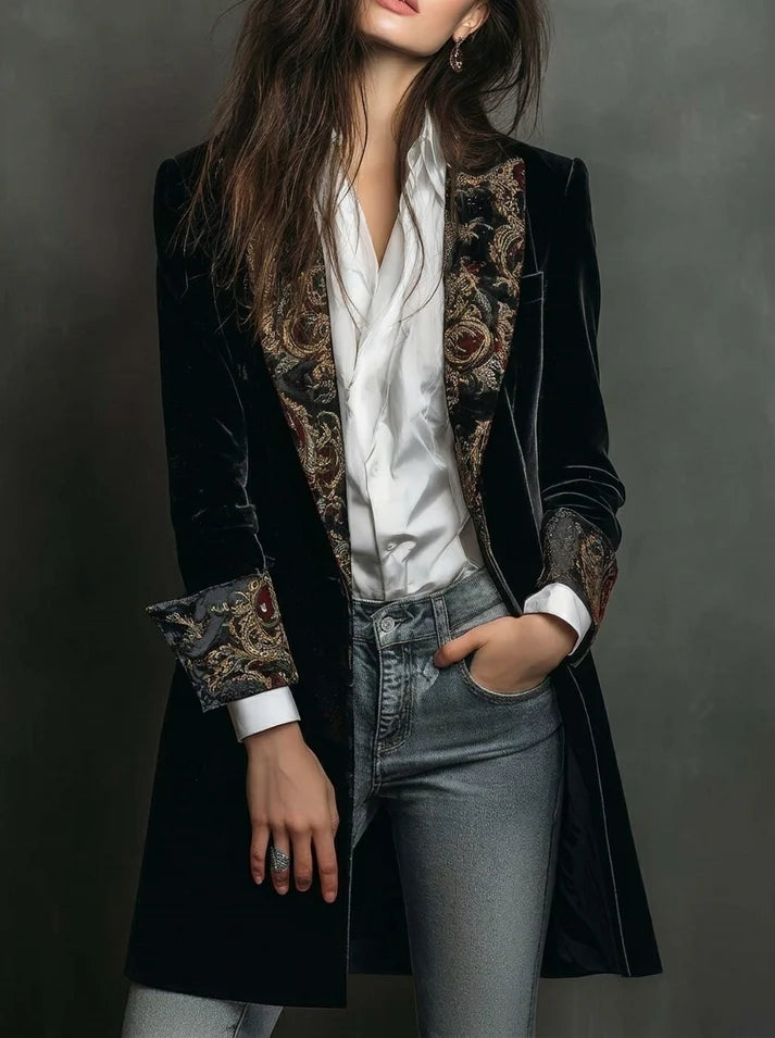 Marta | Blazer dal Taglio Sagomato con Stampa Barocca