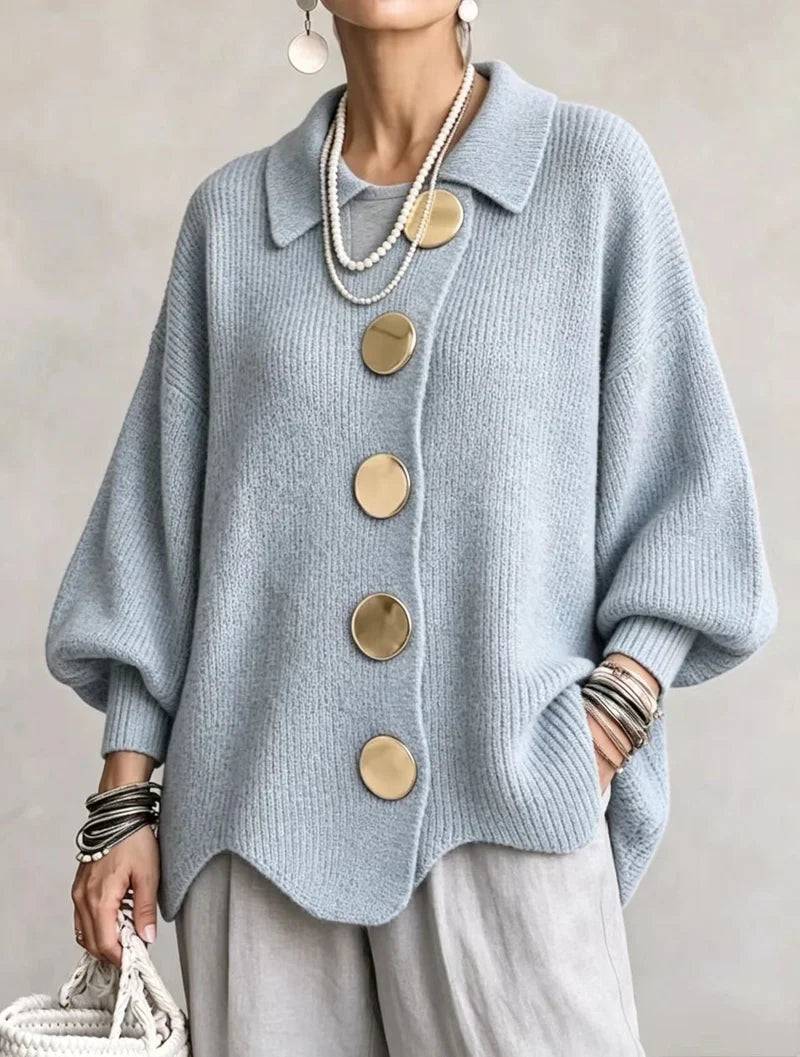 VICTOIRE | Cardigan oversize con bottoni dorati grandi