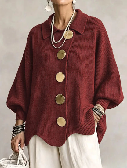 VICTOIRE | Cardigan oversize con bottoni dorati grandi