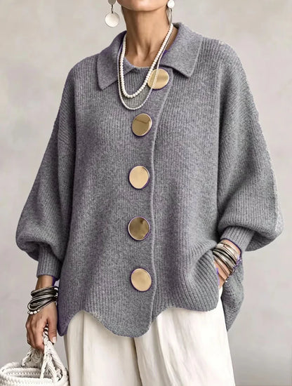 VICTOIRE | Cardigan oversize con bottoni dorati grandi
