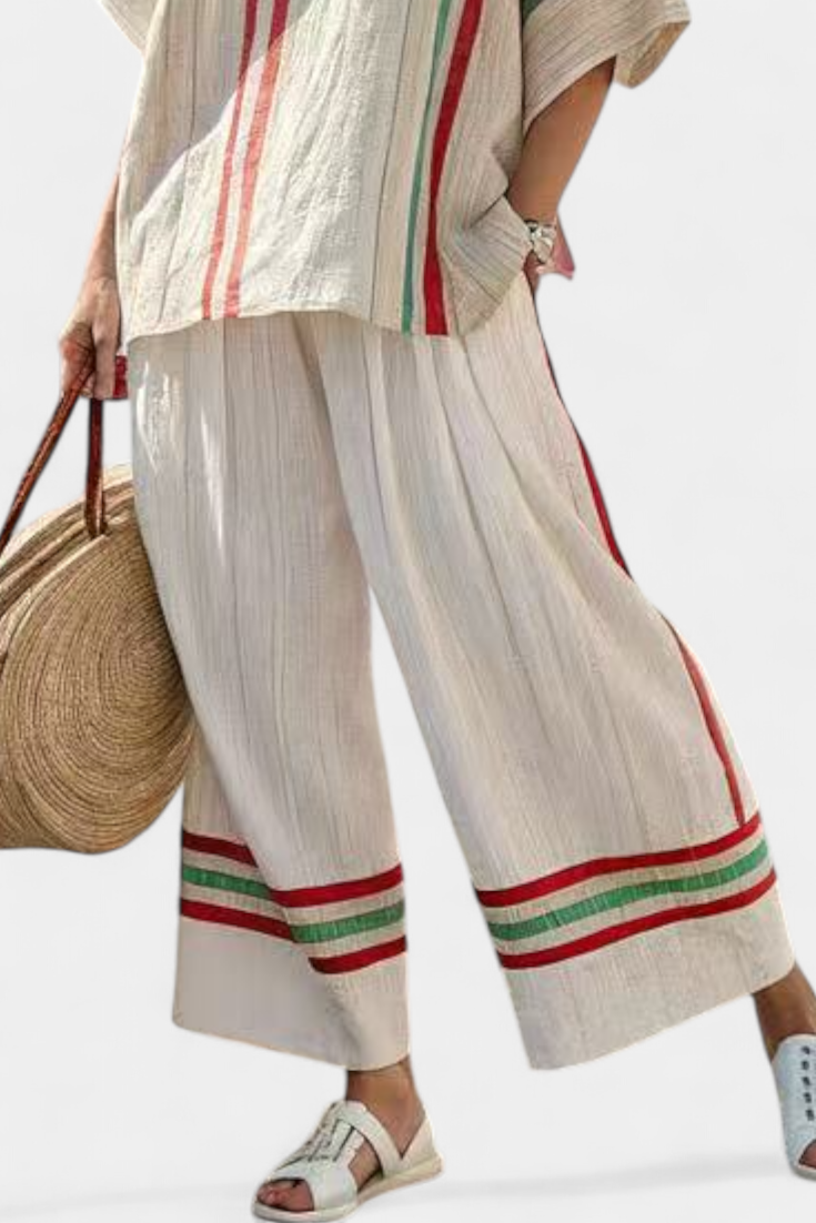 Truvane | Blusa boho a stampa comoda e pantaloni larghi
