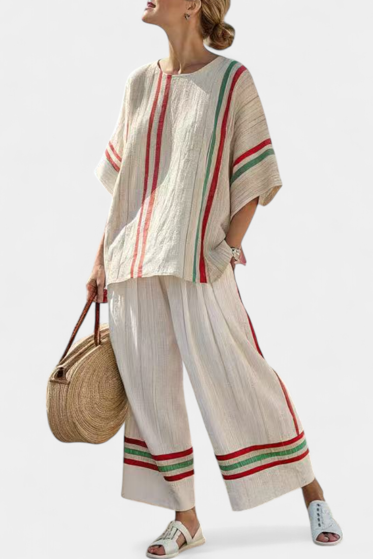Truvane | Blusa boho a stampa comoda e pantaloni larghi