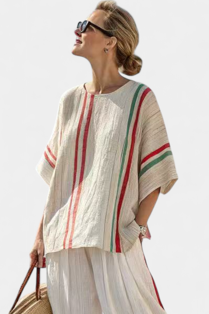 Truvane | Blusa boho a stampa comoda e pantaloni larghi