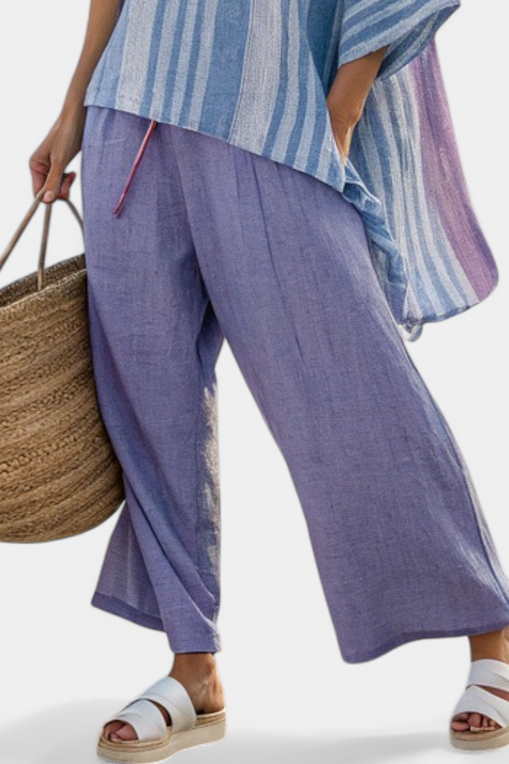 Zellora | Elegante Top Lavanda e Azzurro Cielo & Pantaloni in Lino