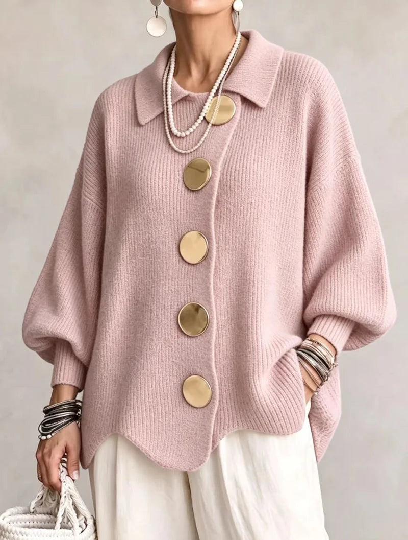 VICTOIRE | Cardigan oversize con bottoni dorati grandi