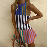 Harper | Vestito Corto Svasato Senza Maniche — Stampa Bohemien