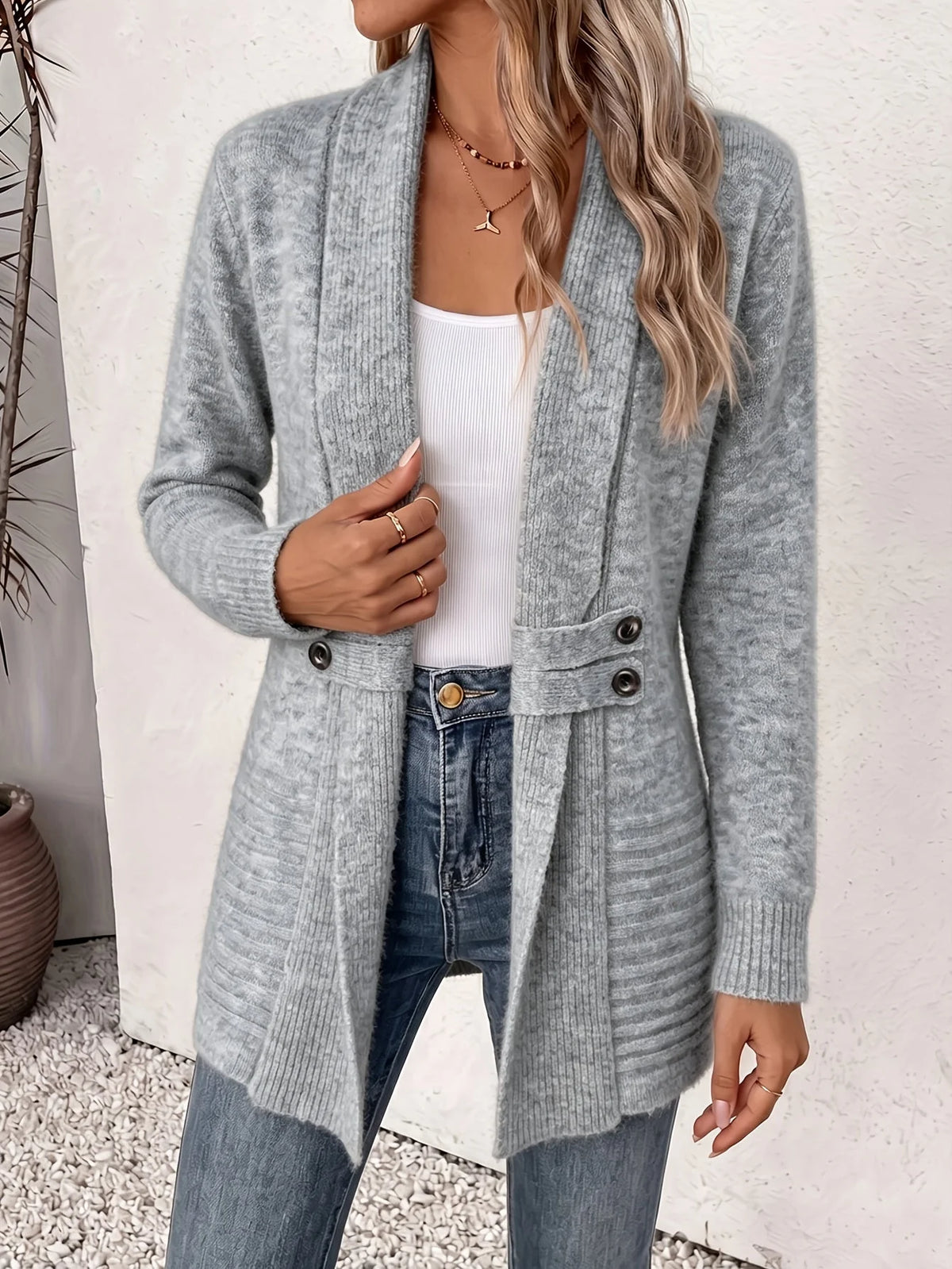 Xalviere | Cardigan elegante da donna - Aperto sul davanti e vita sagomata