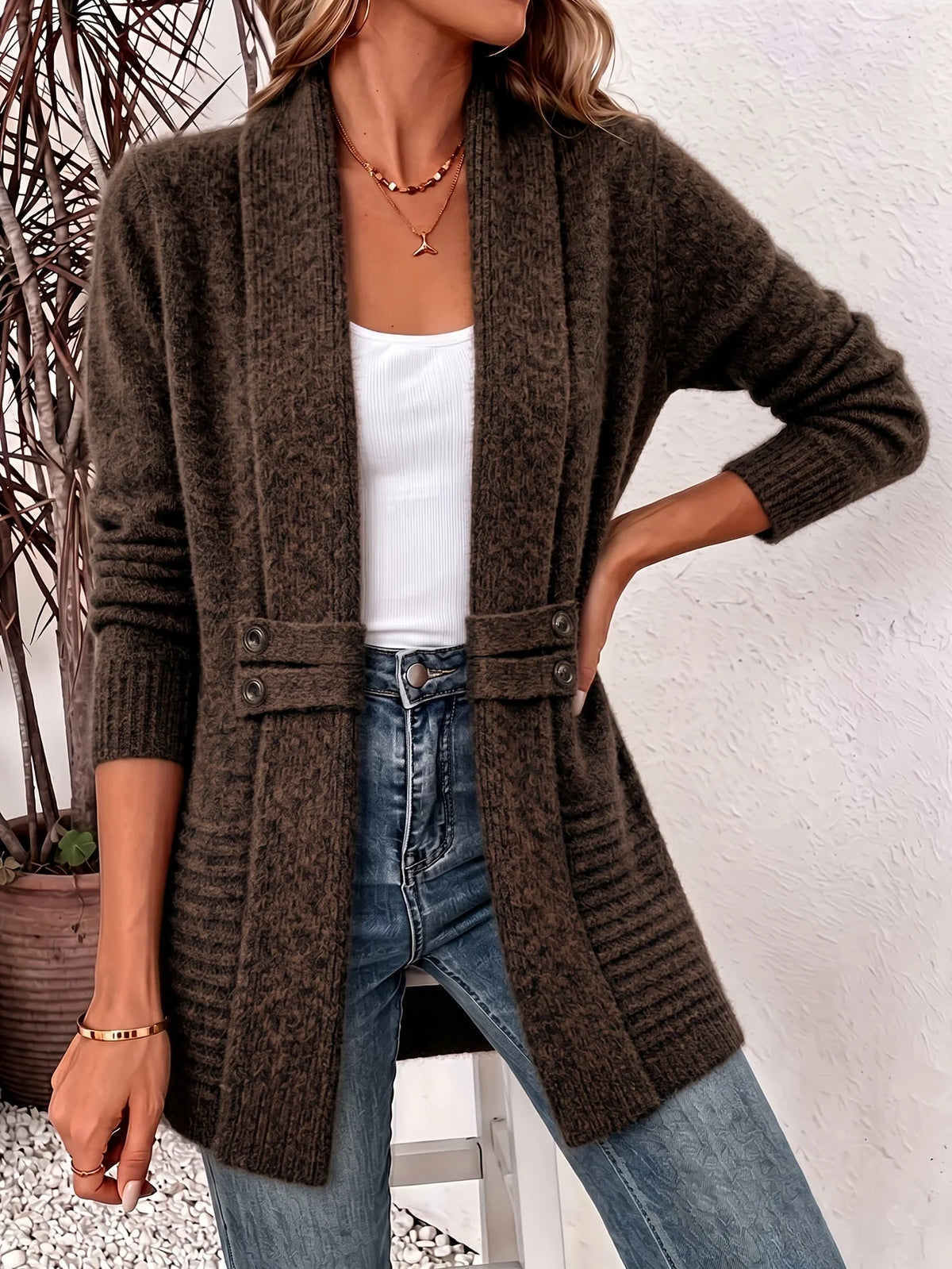 Xalviere | Cardigan elegante da donna - Aperto sul davanti e vita sagomata