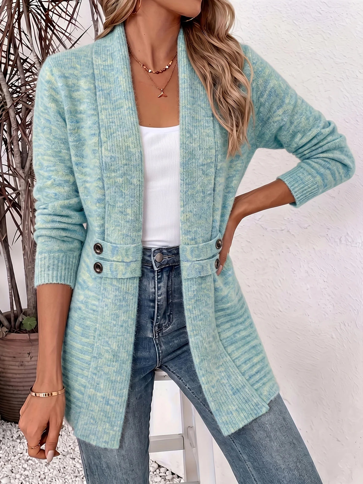Xalviere | Cardigan elegante da donna - Aperto sul davanti e vita sagomata