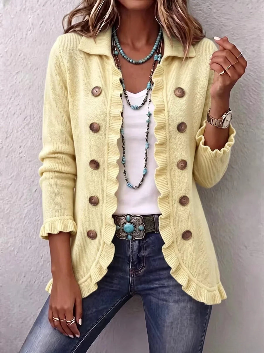 Antonietta | Giacca in Maglia Crema con Volant