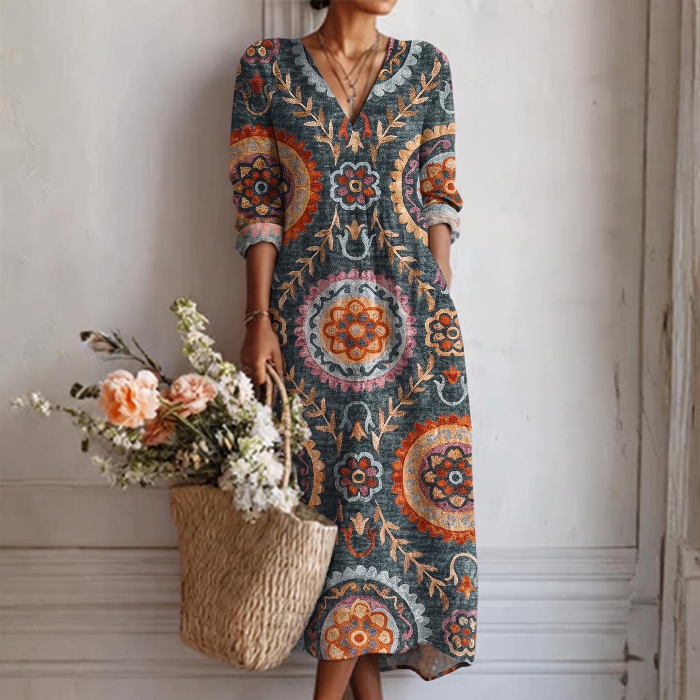 Elia™ | Vestito Midi Geometrico