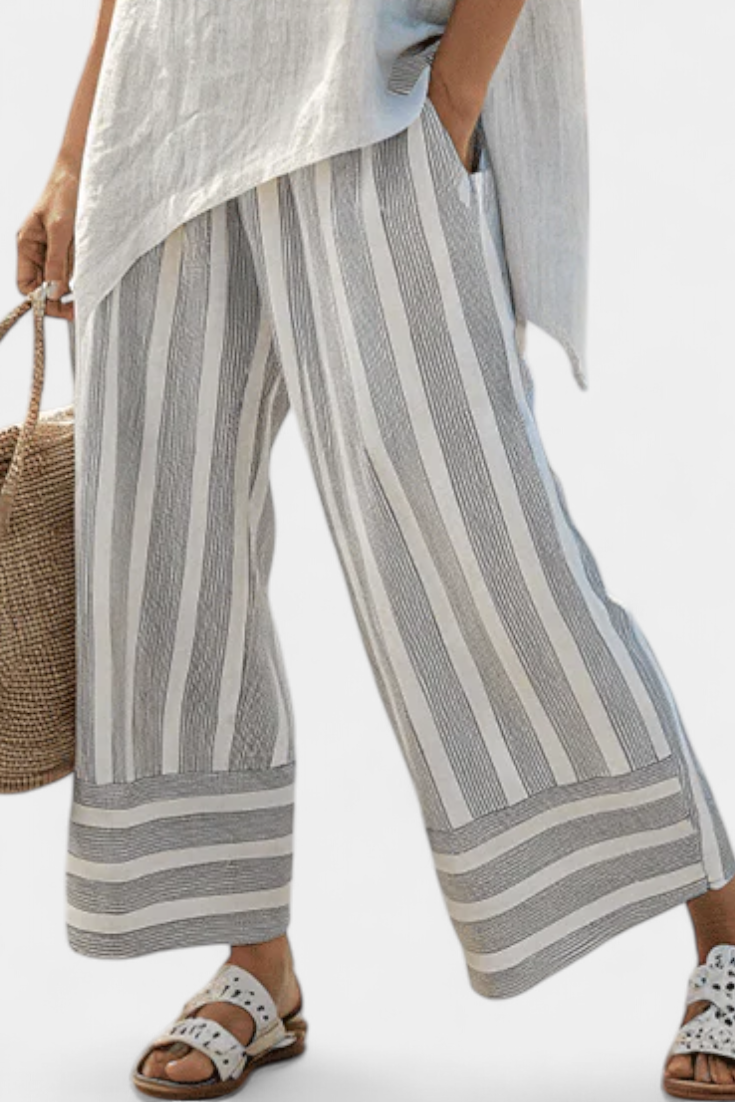 Talvora | Elegante Blusa Asimmetrica e Pantaloni Stripes