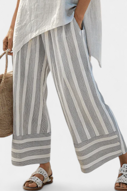 Talvora | Elegante Blusa Asimmetrica e Pantaloni Stripes