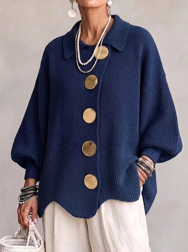 VICTOIRE | Cardigan oversize con bottoni dorati grandi