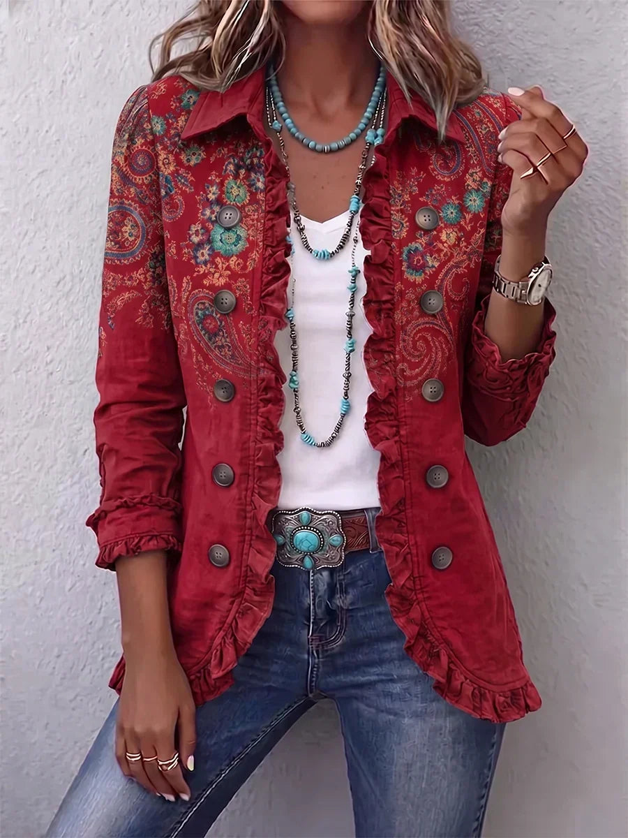 Rosa | Giacca Paisley con Volant