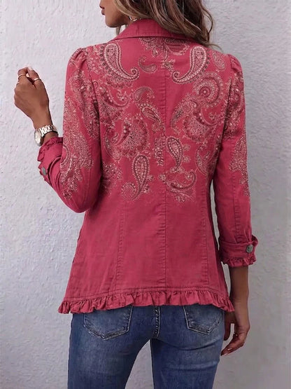 Carla | Giacca Paisley Rosa con Volant