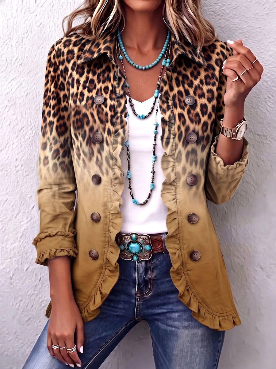 Maria | Blazer Leopardato Ocra con Volant