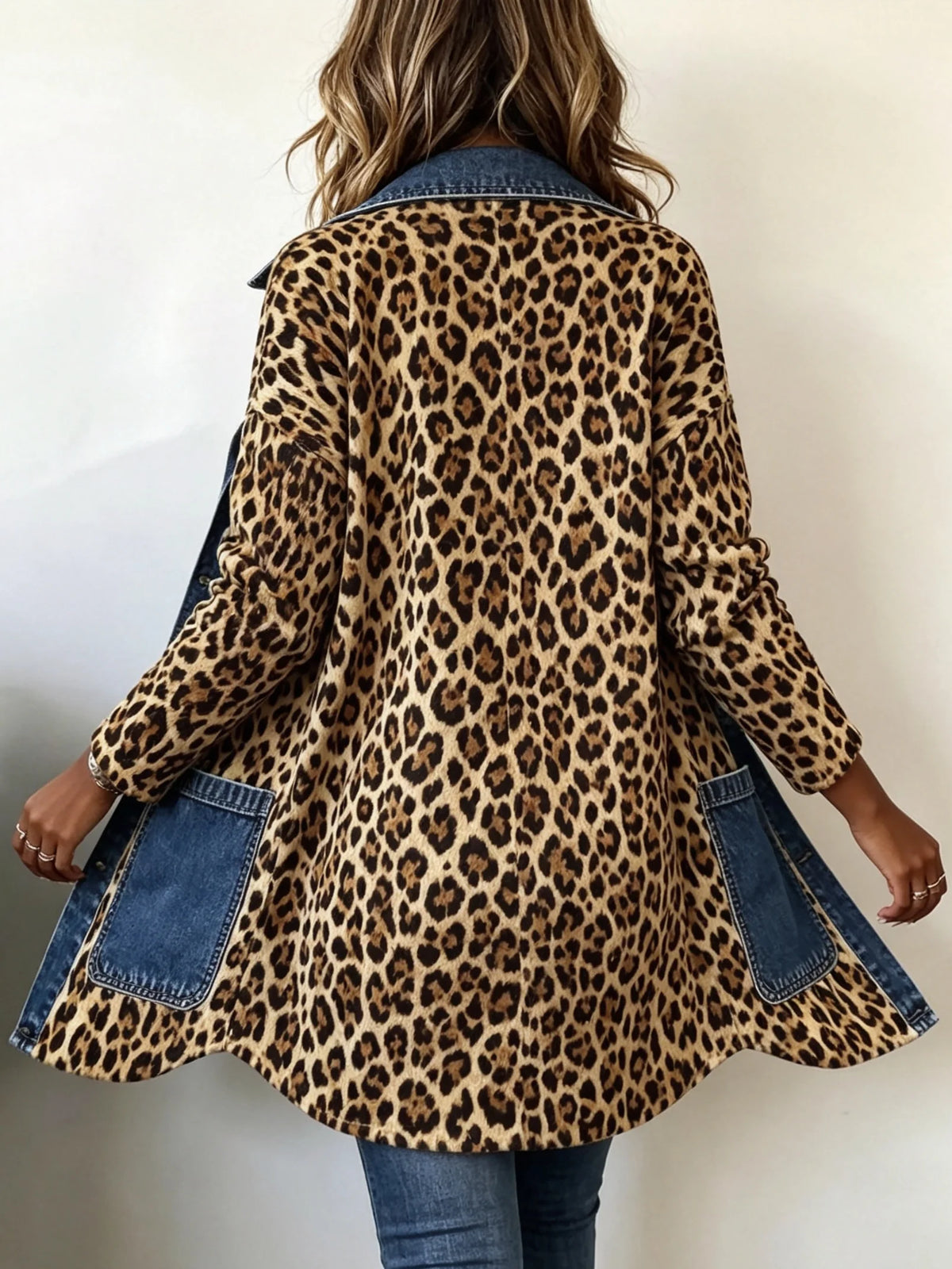 Rossana | Giacca Lunga Leopardata con Denim