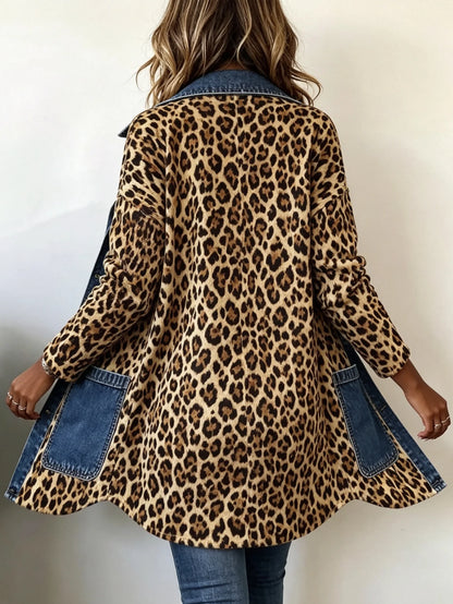 Rossana | Giacca Lunga Leopardata con Denim