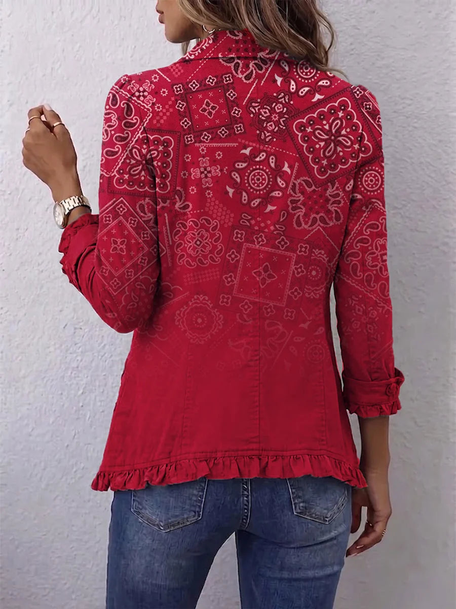 Caterina | Giacca Paisley Sfumata con Volant